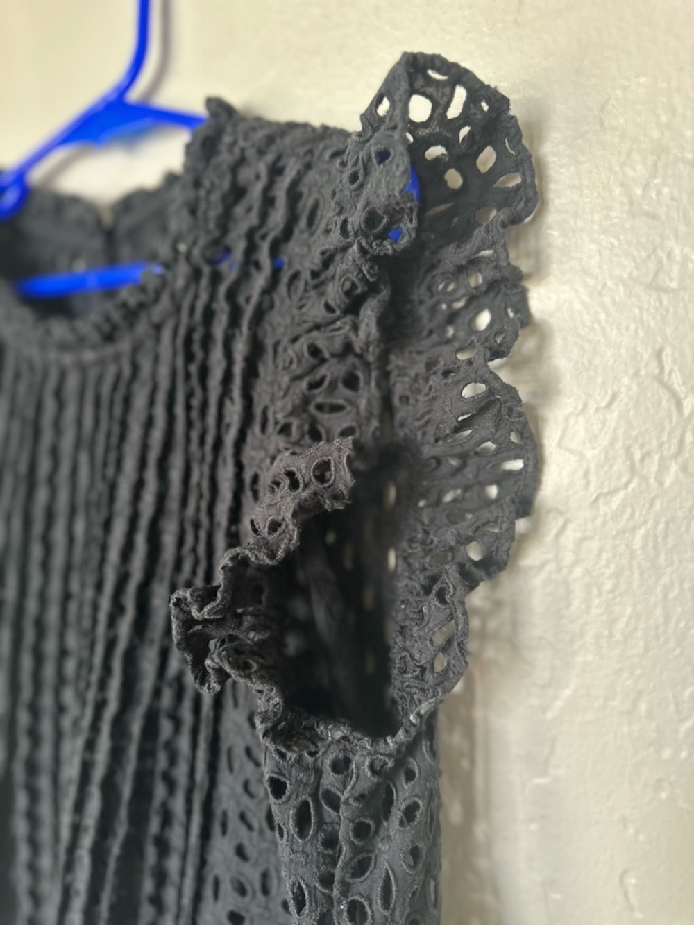 Madewell Eyelet Lace Ruffle Sleeve Pintuck Mini Dress - Picture 3 of 12